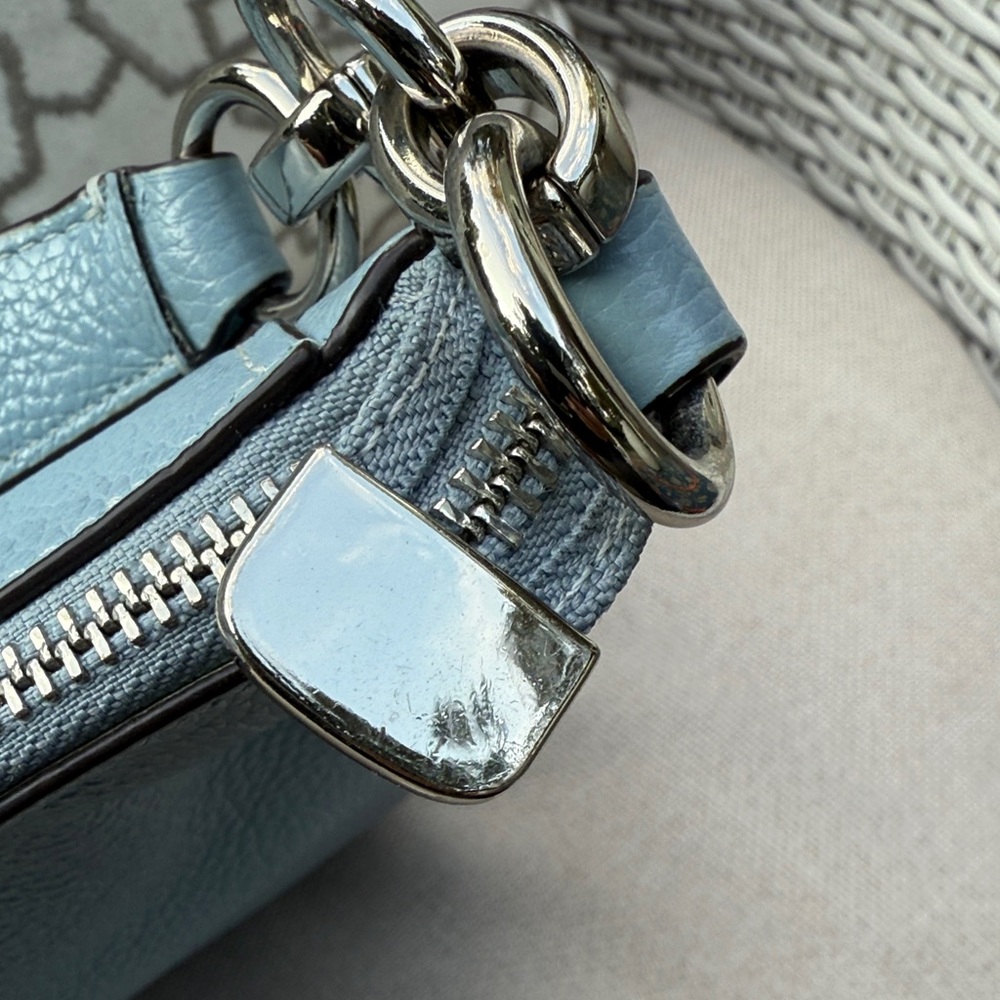 Coach Sky Blue Leather Shoulder Bag - Picture 7 of 16